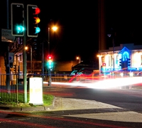 A long-exposure night scene in Southampton