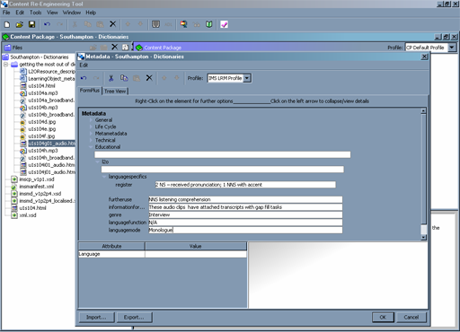 Entering metadata in CRT