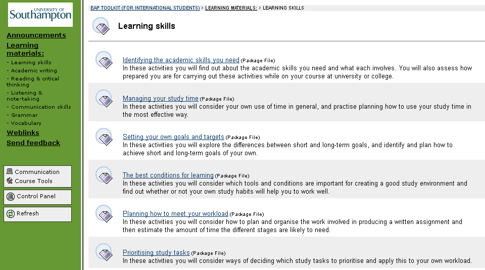 Blackboard 8 version of folder contents Blackboard 8 version of folder contents