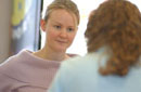 A student being interviewed